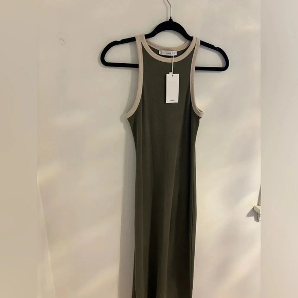 Mango Tini Maxi Dress in Green with White Trim NWT - Picture 9 of 9